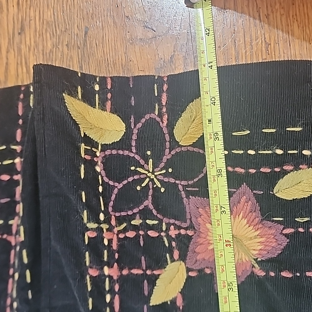 J Jill Fine Black Corduroy Embroidered Coat Fall Colors XLT GUC - Picture 9 of 10